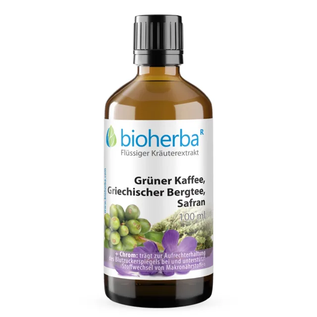 Zelená káva, řecký horský čaj a šafrán kapky – tinktura – 100 ml – Bioherba