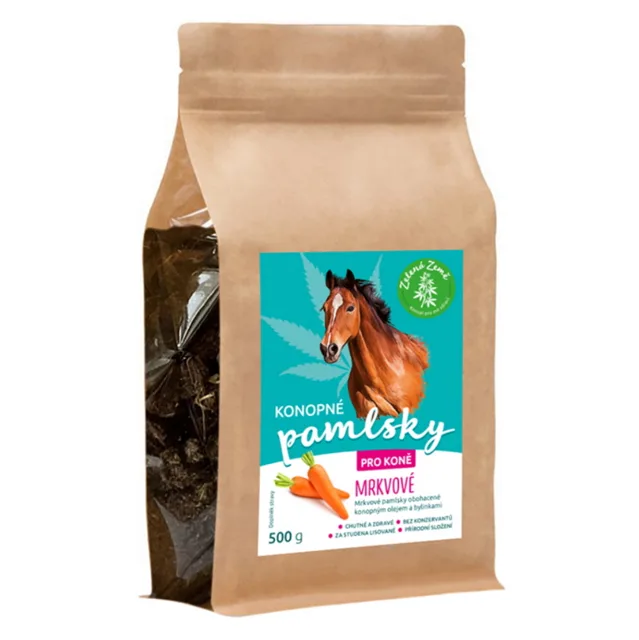 ZELENÁ ZEMĚ Konopné pamlsky pro koně příchuť mrkev 500 g