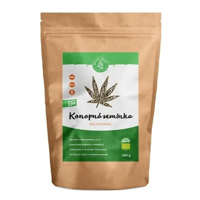 ZELENÁ ZEMĚ Konopné semínko neloupané 500 g BIO