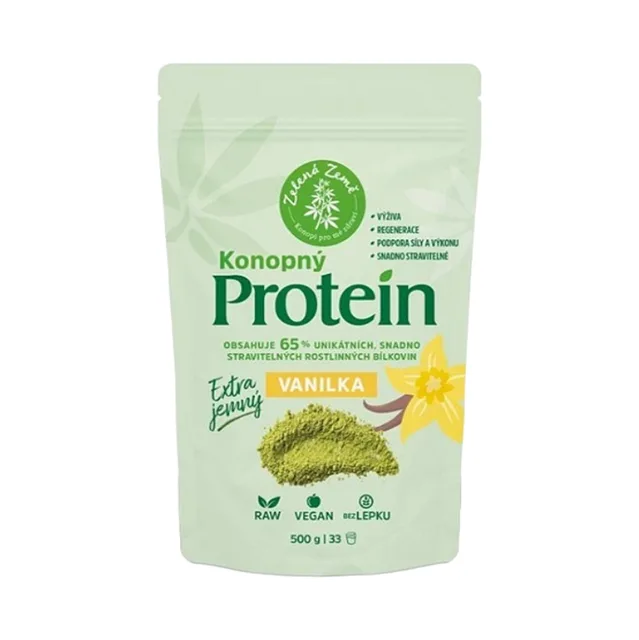 ZELENÁ ZEMĚ Konopný protein extra jemný s vanilkou 500 g