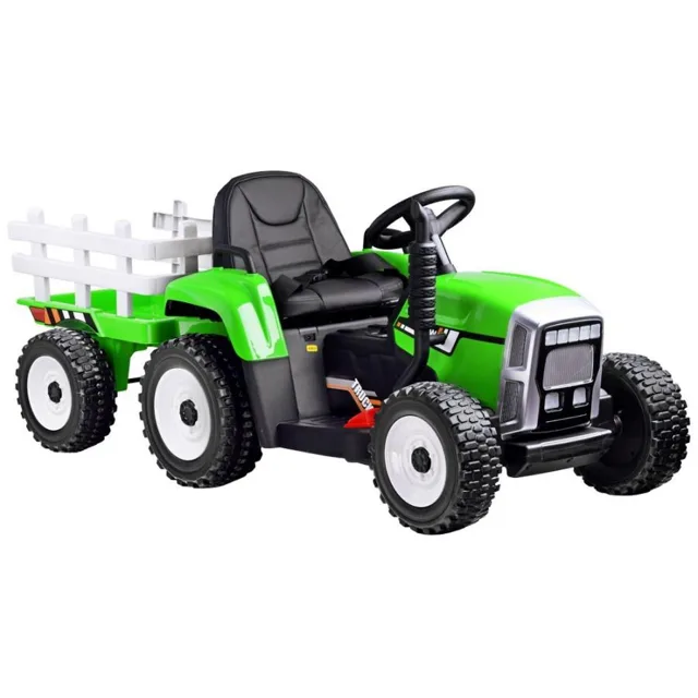 Zelený dětský traktor s přívěsem
