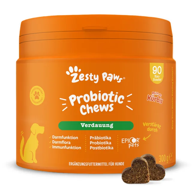 Zesty Paws Probiotic Chews s dýní - 90 žvýkacích tablet