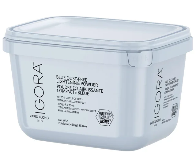 Zesvětlující bezprašný modrý pudr Schwarzkopf Professional Igora Vario Blond Plus 7 - 450 g (2909807) + dárek zdarma