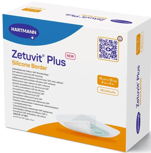 ZETUVIT PLUS SILICONE BORDER 10 X 10 CM 10 KS