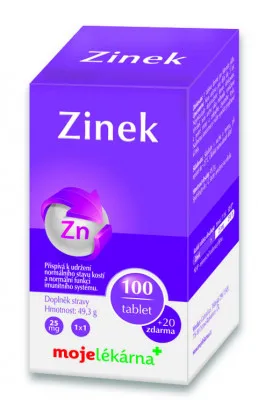 Zinek 25mg tbl.100+20 Zdarma Moje lékárna