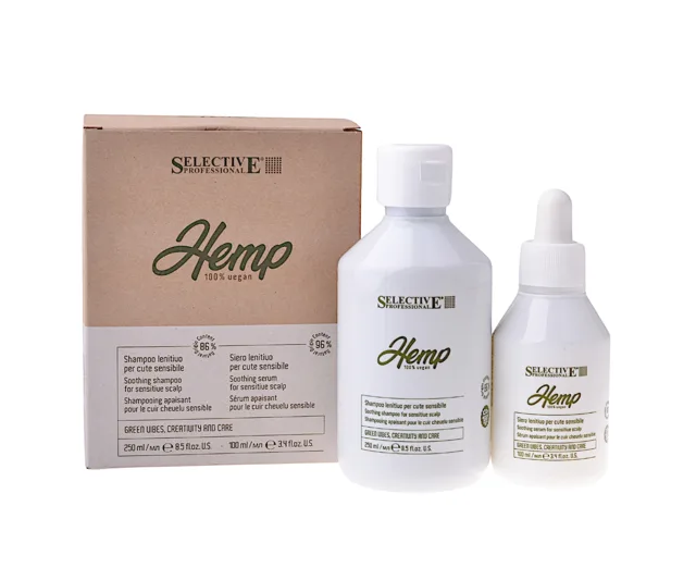 Zklidňující dárková sada pro citlivou pokožku hlavy Selective Professional Hemp + dárek zdarma