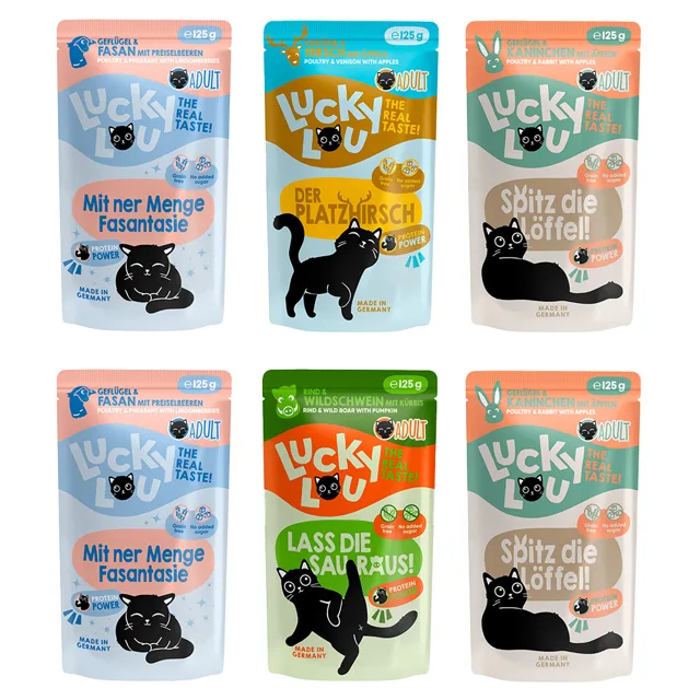 Zkušební mix Lucky Lou Adult 6 x 125 g - Wild Mix