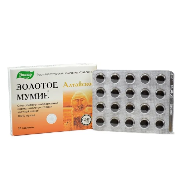 „Zlaté mumio“ – altajské čištěné mumio – doplněk stravy - Evalar - 20 tablet Balení: 20 tablet