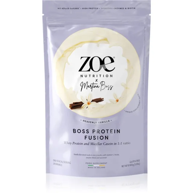 ZOE Boss Protein Fusion syrovátkový protein s trávícími enzymy příchuť Haevenly Vanilla 454 g