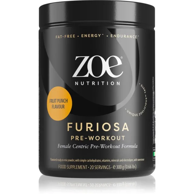 ZOE Furiosa Pre-Workout prášek pro podporu sportovního výkonu příchuť Fruit Punch 300 g