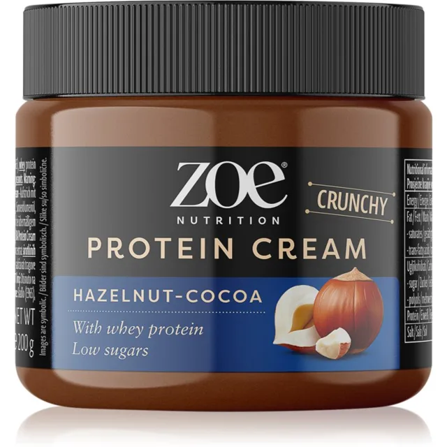 ZOE Protein Cream Crunchy ořechová pomazánka s proteinem příchuť Hazelnut Cocoa 200 g