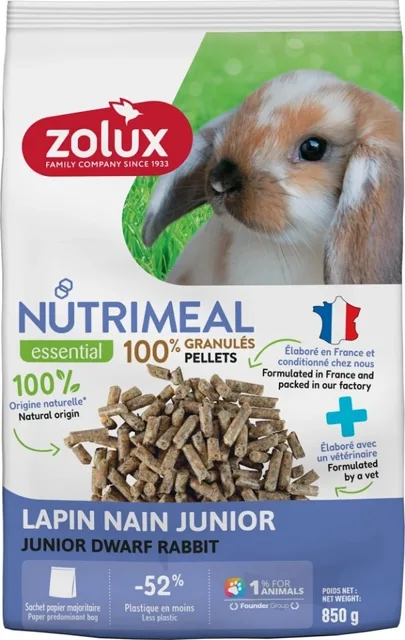 ZOLUX NUTRIMEAL 4 Granulované krmivo pro zakrslé králíky junior 850 g