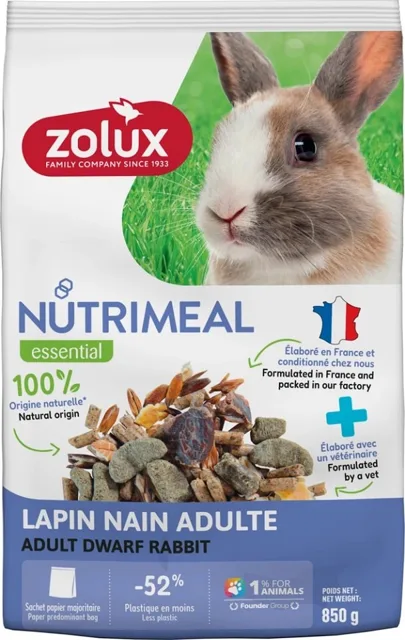 ZOLUX NUTRIMEAL 4 Smíšené krmivo pro dospělé zakrslé králíky 850 g