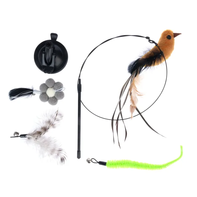 zooplus Basics interaktivní hračka pro kočky 4 v 1 - škádlítko 95 cm, 4 hračky 15 cm