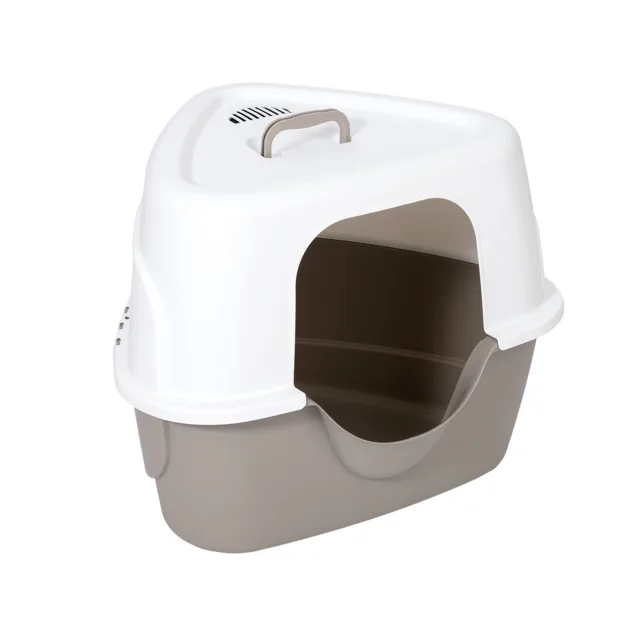 zooplus Basics kočičí toaleta s krytem - šedá / bílá