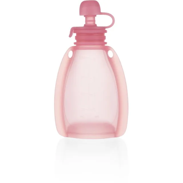 Zopa Silicone Refillable Baby Food Pouch kapsička na jídlo 0 m+ Transparent Pink 120 ml