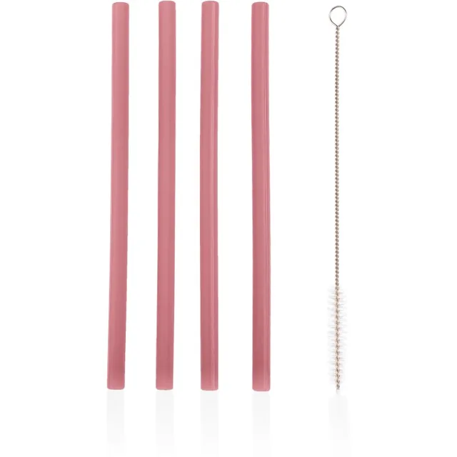 Zopa Silicone Straw silikonové brčko + kartáč 6 m+ Old Pink 4 ks