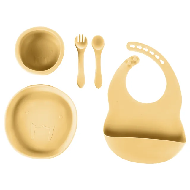 Zopa Silikonová dětská jídelní sada, Mustard Yellow 4