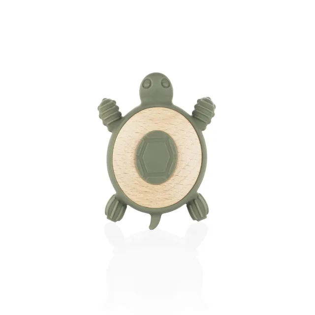 Zopa Silikonové dřevěné kousátko Turtle, Forest Green 3