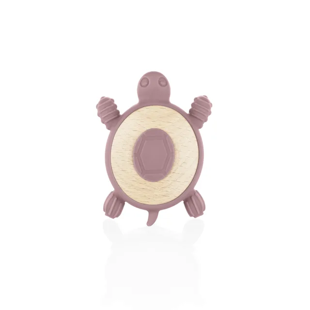 Zopa Silikonové dřevěné kousátko Turtle, Old Pink 1