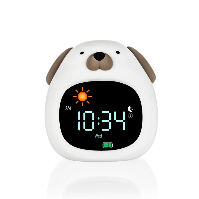 Zopa Silikonový dětský budík s nočním světlem a hudbou, Dog 1