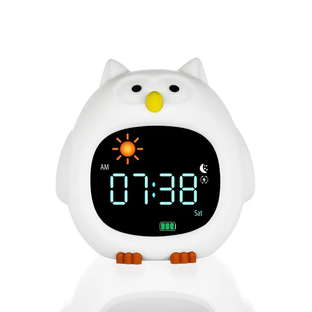 Zopa Silikonový dětský budík s nočním světlem a hudbou, Owl 2