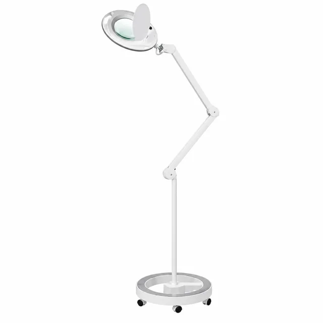 Zvětšovací lupa s LED lampou na stojanu i s uchycením na stůl Weelko Mega+ White - 5 dioptrií + dárek zdarma