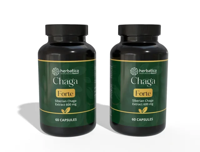 Zvýhodněný set: 2× Čaga sibiřská FORTE – 60 veganských kapslí (600 mg/kapsle) – Herbatica