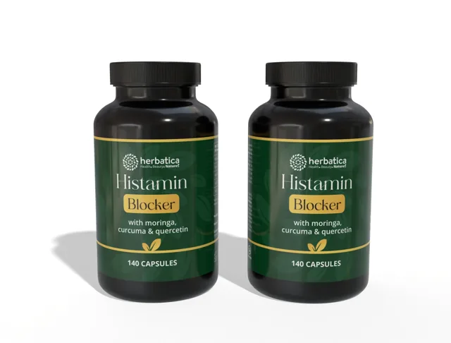 Zvýhodněný set: 2× Histamin blocker s moringou, kurkumou a kvercetinem – 140 kapslí – Herbatica