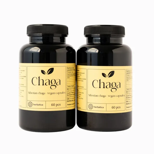 Zvýhodněný set: 2× Sibiřská čaga – 60 veganských kapslí (300 mg/kapsle)