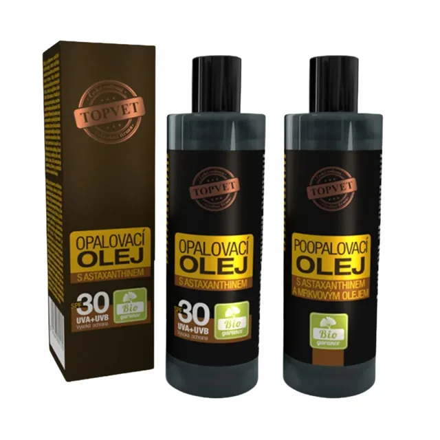 Zvýhodněný set na opalování a po opalování: Opalovací olej s astaxanthinem SPF 30 + Olej po opalování – Green idea