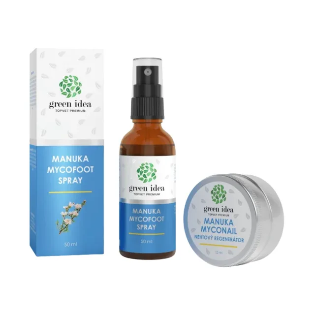 Zvýhodněný set Péče o nohy: Manuka MYCOFOOT sprej + Manuka MYCONAIL regenerační olej na nehty – Green idea