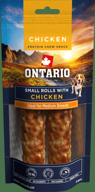 Žvýkací pochoutka Ontario Protein malá rolka pro střední plemena kuřecí 12,7 cm 2 ks