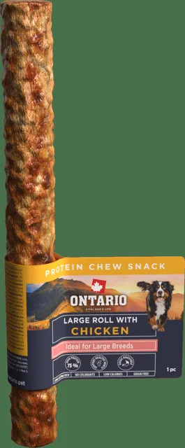Žvýkací pochoutka Ontario Protein velká rolka pro velká plemena kuřecí 25,4 cm